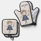 ピックボールパドル付きステックフィギュア 鍋つかみ&鍋敷きセット (正面/裏面)