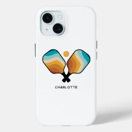 ピックボールパドル&ボール名前をカスタムする iPhone 15ケース