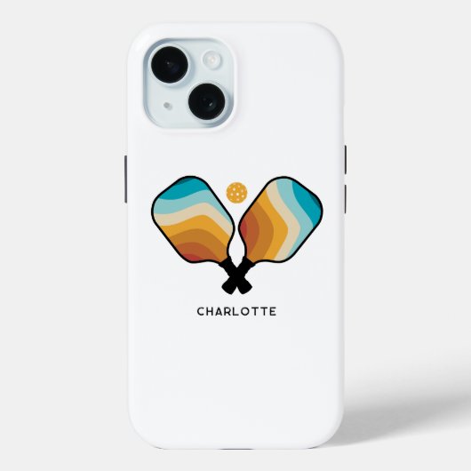 ピックボールパドル&ボール名前をカスタムする Case-Mate iPhoneケース (裏面)