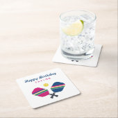 ピックボールパーソナライズされたパーティー名カスタム名 スクエアペーパーコースター (インサイチュ)