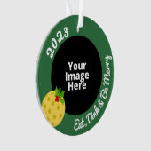 ピックボールパーソナライズされたフォトクリスマス オーナメント (正面)