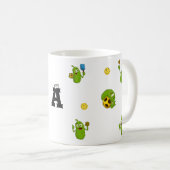 ピックボールパーソナライズされたプレイヤー名おもしろい コーヒーマグカップ (正面右)