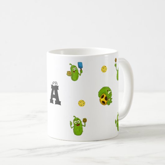 ピックボールパーソナライズされたプレイヤー名おもしろい コーヒーマグカップ (正面右)