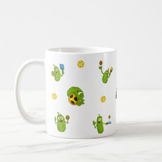 ピックボールパーソナライズされたプレイヤー名おもしろい コーヒーマグカップ (左)