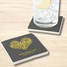 ピックボールパーソナライズされたプレイヤー名ワードアート ストーンコースター