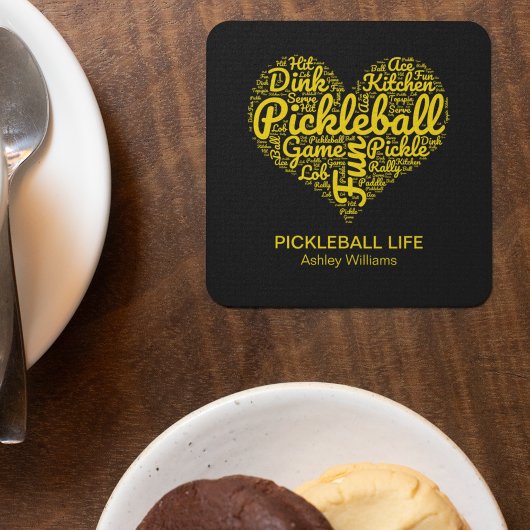 ピックボールパーソナライズされたプレイヤー名ワードアート ストーンコースター