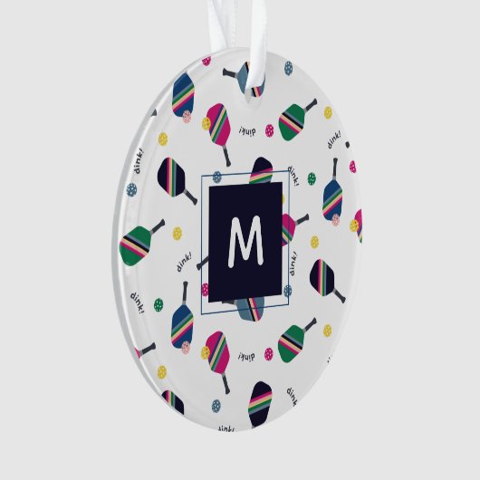 ピックボールパーソナライズされたモノグラムホリデークリスマス オーナメント (正面)
