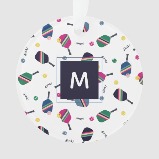ピックボールパーソナライズされたモノグラムホリデークリスマス オーナメント (正面)