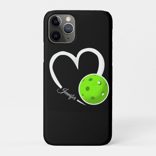 ピックボールパーソナライズされたラブホワイトとLImeグリーン Case-Mate iPhoneケース (裏)