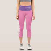 ピックボールパーソナライズされた選手の名前パープルピンク カプリレギンス (正面)