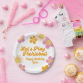 ピックボールパーティーグルービーレトロピンクオレンジ色の花 ペーパープレート (パーティー)