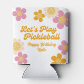 ピックボールパーティーグルービーレトロピンクオレンジ色の花 缶クーラー (裏面)