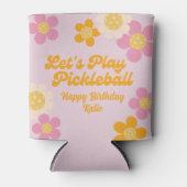 ピックボールパーティーグルービーレトロピンクオレンジ色の花 缶クーラー (正面)