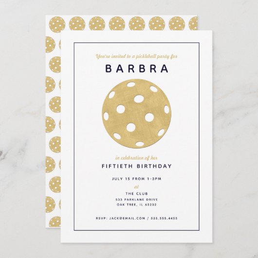 ピックボールパーティーシック金ゴールドブラックパーティの招待状 招待状 (正面/裏面)