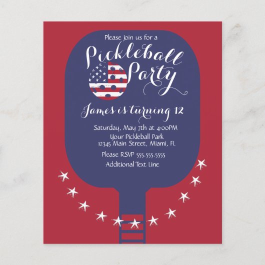 ピックボールパーティースターとストライプ愛国心 チラシ (正面)