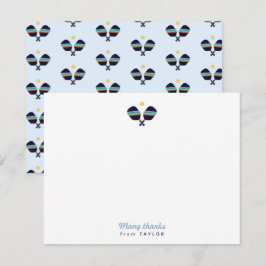 ピックボールパーティースポーツダークブルーストライプのパドル サンキューカード