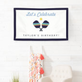 ピックボールパーティースポーツダークブルーストライプのパドル 横断幕 (インサイチュ)