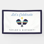 ピックボールパーティースポーツダークブルーストライプのパドル 横断幕 (横)