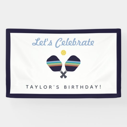 ピックボールパーティースポーツダークブルーストライプのパドル 横断幕 (横)