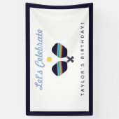 ピックボールパーティースポーツダークブルーストライプのパドル 横断幕 (縦)