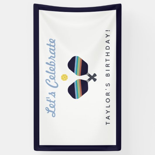 ピックボールパーティースポーツダークブルーストライプのパドル 横断幕 (縦)