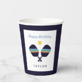 ピックボールパーティースポーツダークブルーストライプのパドル 紙コップ (正面)