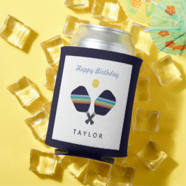 ピックボールパーティースポーツダークブルーストライプのパドル 缶クーラー