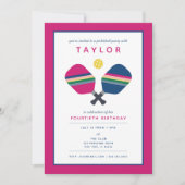 ピックボールパーティースポーツブルーグリーンピンク招待状 招待状 (正面)