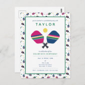 ピックボールパーティースポーツブルーグリーン招待状ポスト ポストカード (正面/裏面)