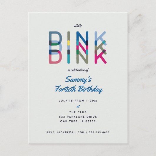 ピックボールパーティースポーツレツディンクパーティの招待状 ポストカード (正面)