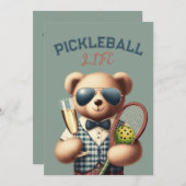 ピックボールパーティートーナメント招待状テディベア 招待状 (正面/裏面)