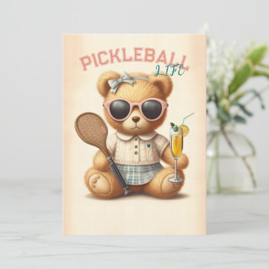 ピックボールパーティートーナメント招待状テディベア 招待状 (スタンド正面)