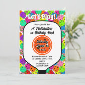 ピックボールパーティーバルーン紙吹雪オレンジフォト 招待状 (スタンド正面)