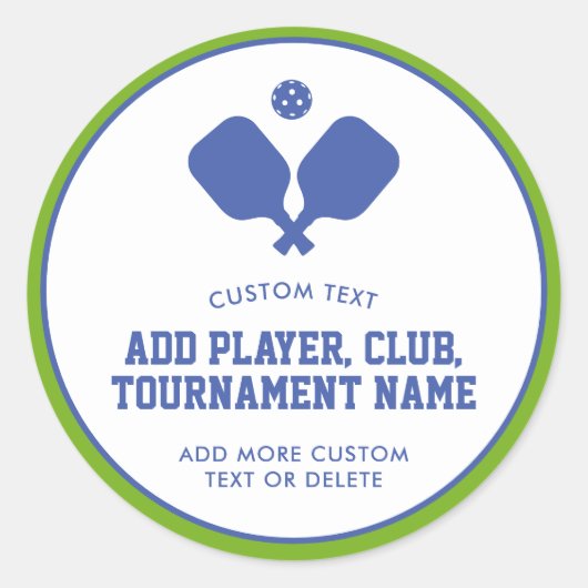 ピックボールパーティーパドルズブルーグリーンカスタム ラウンドシール (正面)