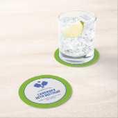 ピックボールパーティーパドルズブルーグリーンカスタム ラウンドペーパーコースター (インサイチュ)