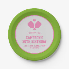 ピックボールパーティーパドルピンクグリーンカスタム ペーパープレート