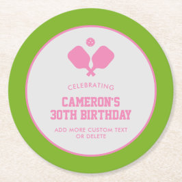 ピックボールパーティーパドルピンクグリーンカスタム ラウンドペーパーコースター