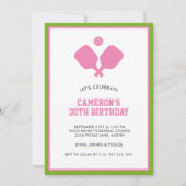 ピックボールパーティーパドルピンクグリーンカスタム 招待状 (正面)