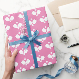 ピックボールパーティーパドルピンクホワイトボールギフト ラッピングペーパー