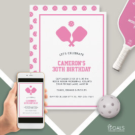 ピックボールパーティーパドルピンク白カスタム 招待状