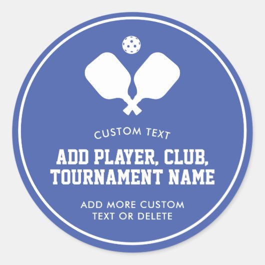 ピックボールパーティーパドルブルーホワイトカスタムホテル ラウンドシール (正面)