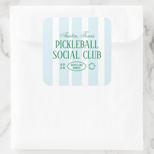 ピックボールパーティーフェイスグリーン&ブルーステッカーデザイン スクエアシール (バッグ)