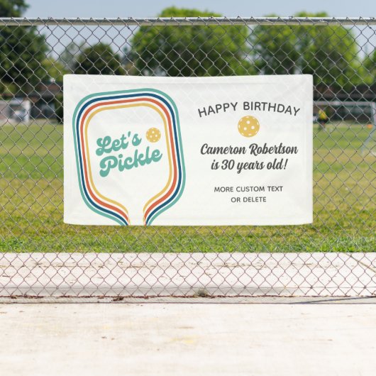 ピックボールパーティーレッツピックルレトロストライプカスタム 横断幕 (インサイチュ)