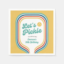 ピックボールパーティーレッツピックルレトロレインボーストライプ スタンダードカクテルナプキン
