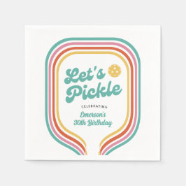 ピックボールパーティーレッツピックルレトロレインボーストライプ スタンダードカクテルナプキン