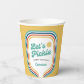 ピックボールパーティーレッツピックルレトロレインボーストライプ 紙コップ (正面)