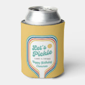 ピックボールパーティーレッツピックルレトロレインボーストライプ 缶クーラー (缶正面)