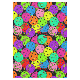 ピックボールパーティー紙吹雪とバルーンのブラック テーブルクロス