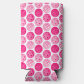 ピックボールピンクとホワイトパーソナライズされた誕生日 スリム缶クーラー (裏面)