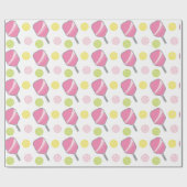 ピックボールピンクグリーン&イエローパドル&ボール ラッピングペーパー (フラット)